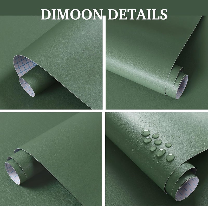 Dimoon 17.7''x385'' Peel and Stick Wallpaper Green Contact Paper for New Environmentally Friendly Materials Thickening Upgrade Embossed Renter Friendly Wall Paper Modern Vinyl Wrap Countertop Bedroom - Image 2